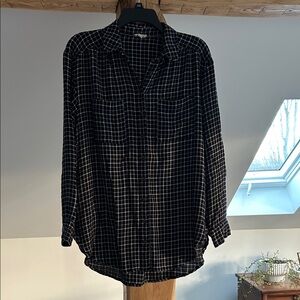 Anthropologie Pilcro Black and Brown Plaid Shirt Size Small